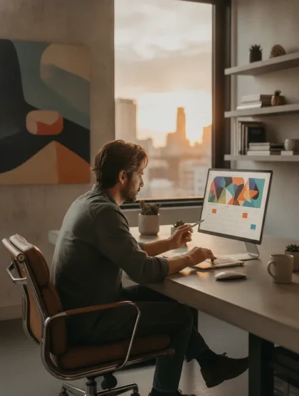Creative digital marketer working on campaign visuals and